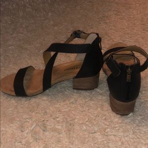 Lucky Brand Black Strap Block Heels